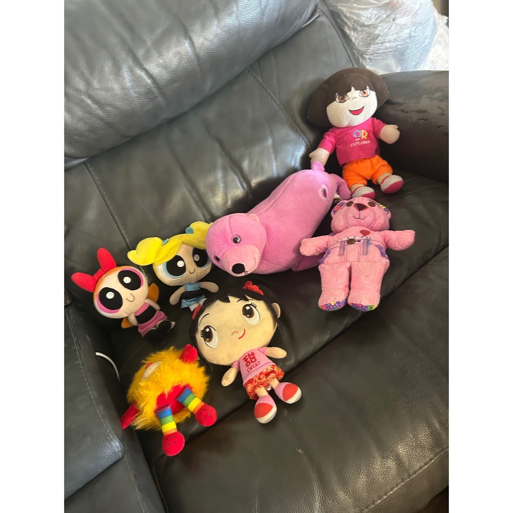 Mixed Plush Lot Powerpuff Girls Dora Kai-Lan Pink Seal Teddy Bear 7pc Bundle y2k